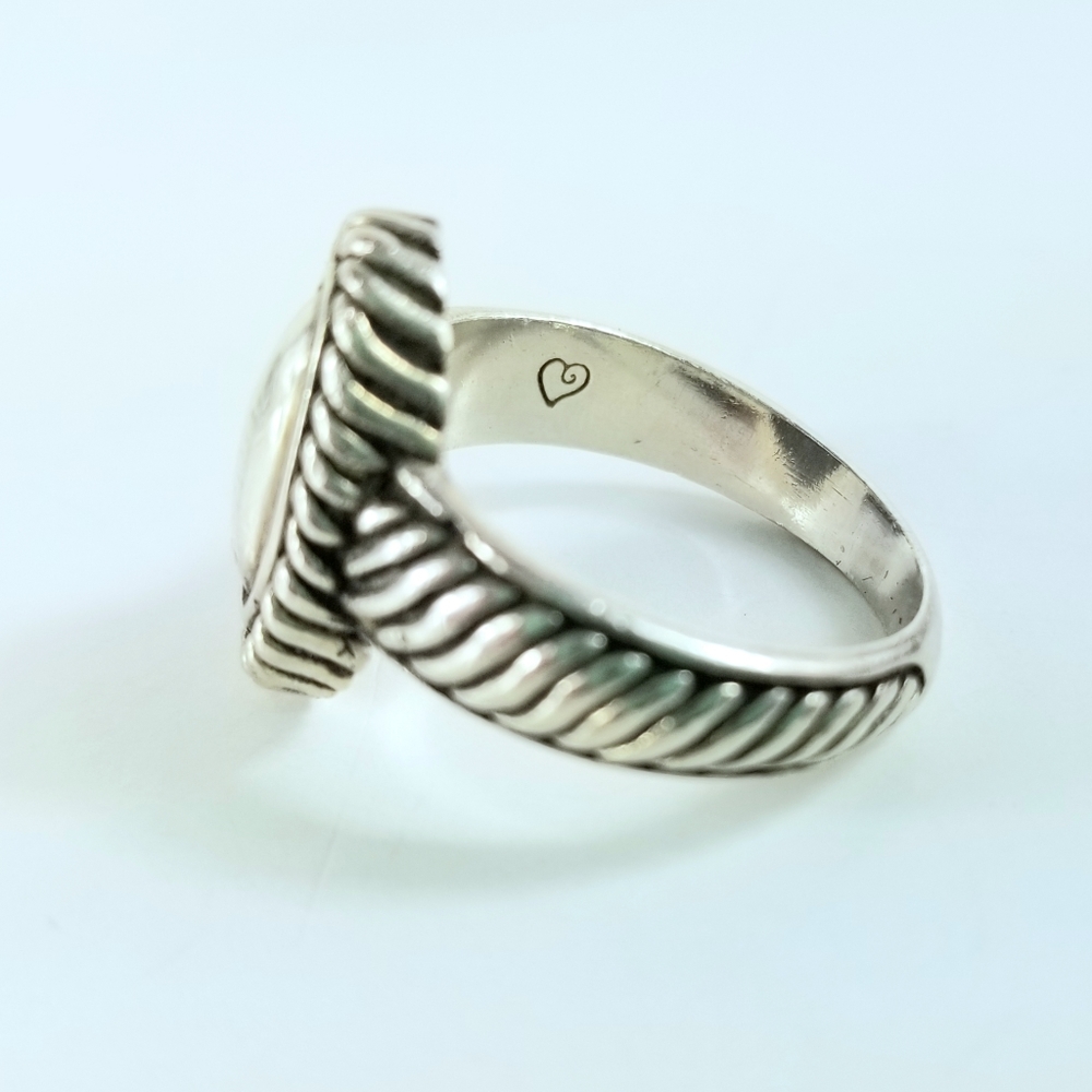 Sz 6 Brighton Sterling Silver Cable Long Cabochon Ring Retired - Picture 5 of 12